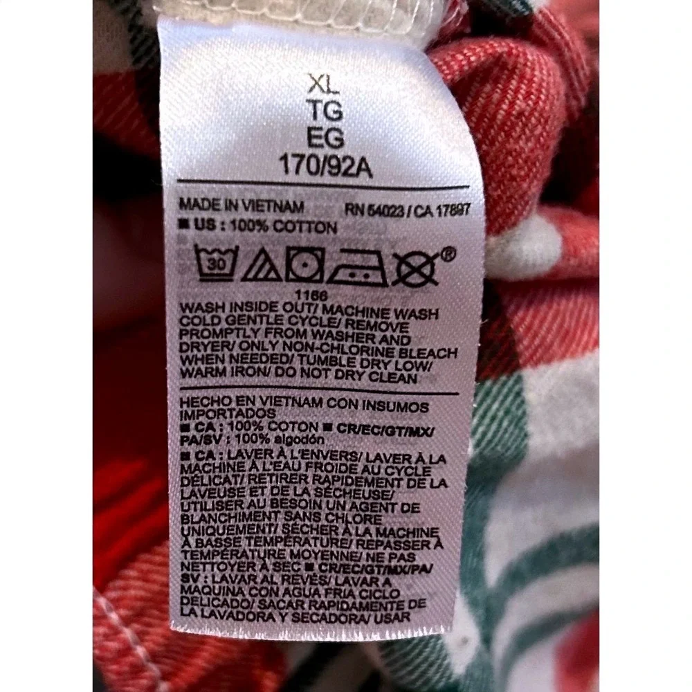 Old Navy Plaid Pajama Pants men's XL Red Green White Flannel‎ Lounge Sleepwear